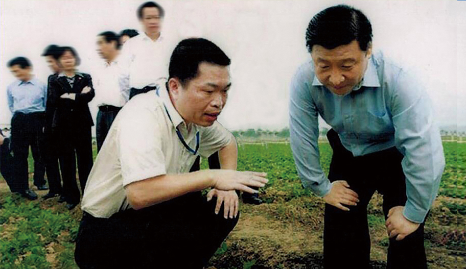 习近平总书记在粤旺基地听取有机蔬菜种植技术汇报